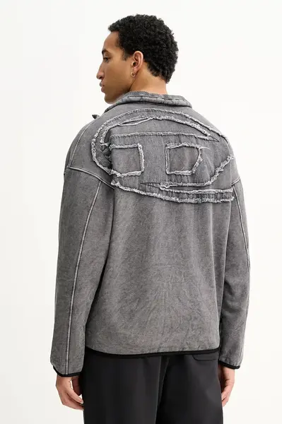 Mikina Diesel S-BATY-NEW pánská, šedá barva, hladká, A19407.0AJFN