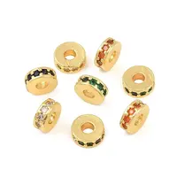 Brass Micro Pave Cubic Zirconia Beads