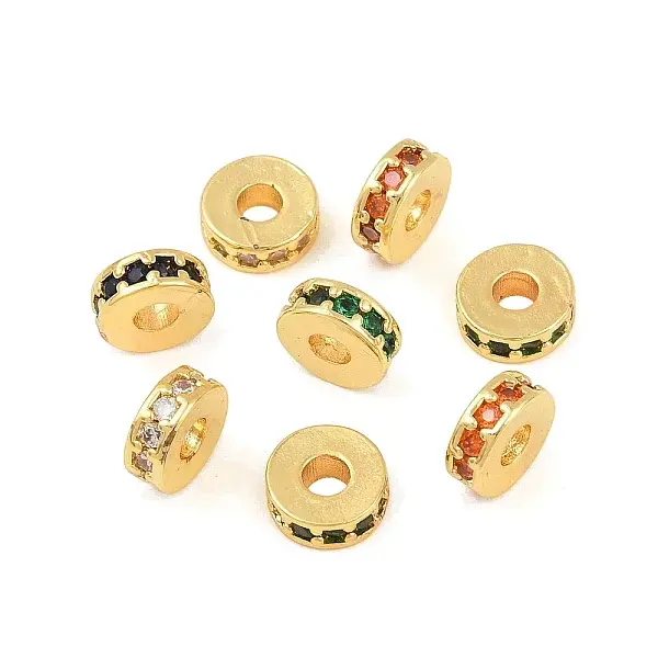 Brass Micro Pave Cubic Zirconia Beads