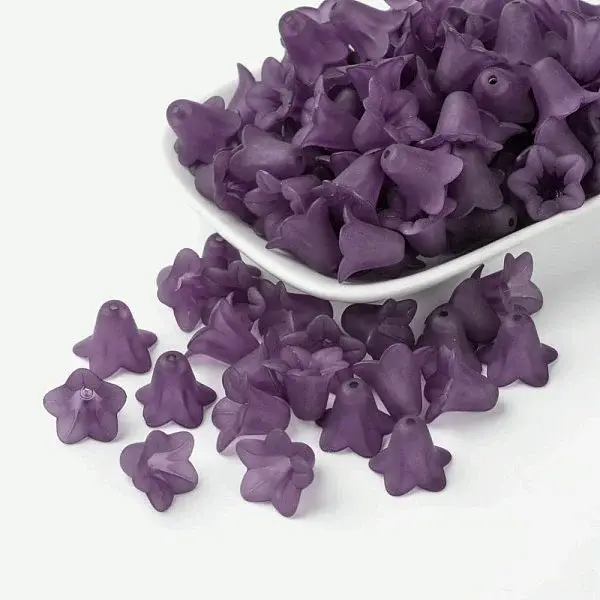 Indigo Frosted Transparent Acrylic Flower Beads