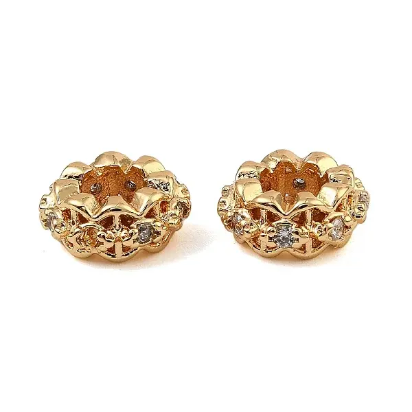 Brass Micro Pave Cubic Zirconia Beads