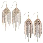 2 Pairs 2 Colors Natural Pearl Beaded & Rhinestone Chains Tassel Earrings