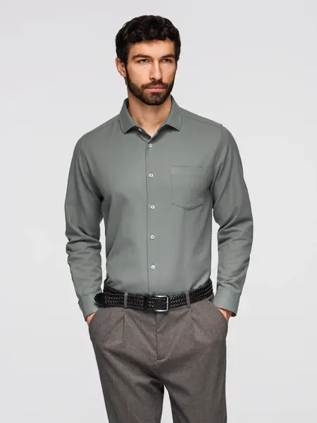 Pánska košeľa Ombre s vreckom - sivá