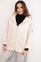 Kesi Włoski Dámska jarnej prešívanej bundy s kapucňou a zipsom béžová