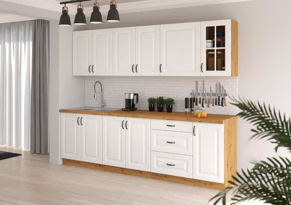 Kuchyňská linka 260 cm Stilo 3 - Dub artisan + Bílá