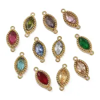 Ion Plating(IP) 304 Stainless Steel Cubic Zirconia Horse Eye Links Connector Charms