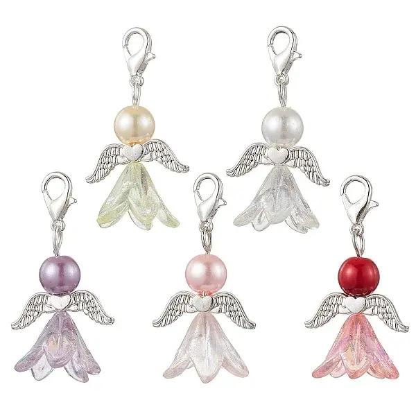 Angel Acrylic & Glass Pearl Pendant Decoration