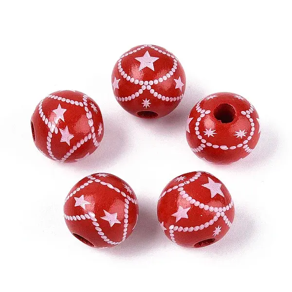 Christmas Spray Painted Schima Wood Beads