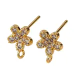 Brass Pave Clear Cubic Zirconia Stud Earring Findings