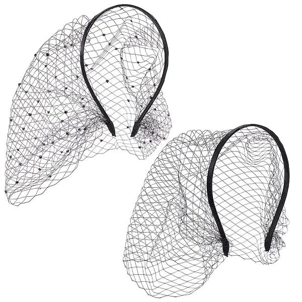 2Pcs 2 Colors Mesh Veil Cloth Hair Bands