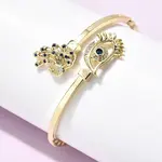 Eye Theme Brass Micro Pave Cubic Zirconia Cuff Bangles for Women