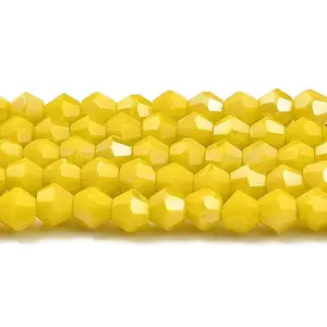 Opaque Solid Color Electroplate Glass Beads Strands