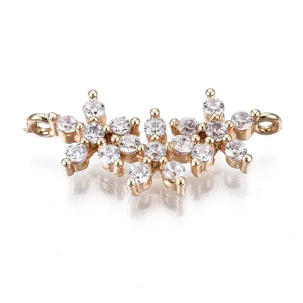 Brass Micro Pave Clear Cubic Zirconia Links Connectors
