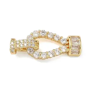 Brass Micro Pave Clear Cubic Zirconia Fold Over Clasps