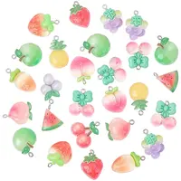 30Pcs Fruit Theme Translucent Resin Pendants