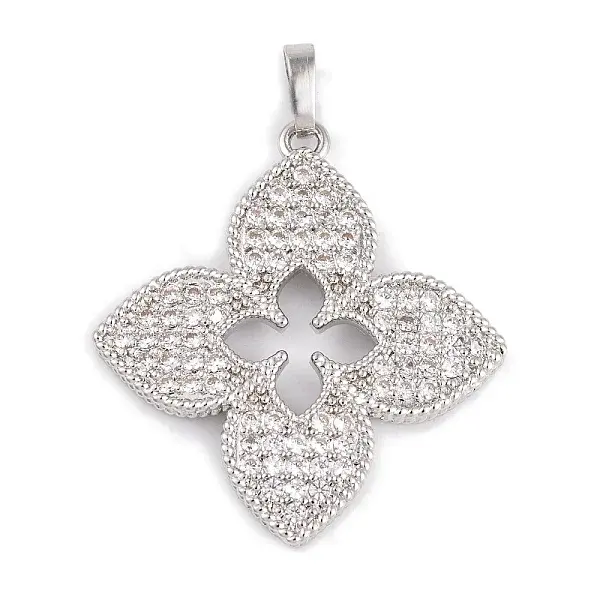 Rack Plating Brass & Clear Cubic Zirconia Pendants