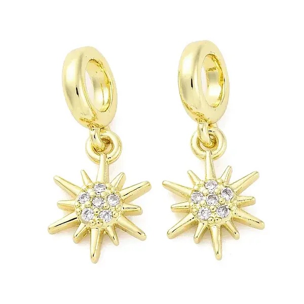 Brass Micro Pave Cubic Zirconia European Dangle Charms