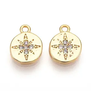 Brass Micro Pave Cubic Zirconia Charms