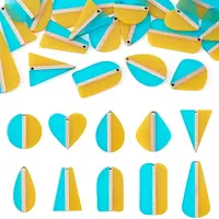 20Pcs 10 Styles Transparent Resin & Natural Wood Pendants