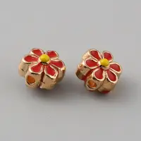 Light Gold Tone Alloy Enamel Beads