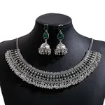 Teardrop Ethnic Style Alloy Glass Rhinestone Bib Necklaces & Dangle Earrings Sets