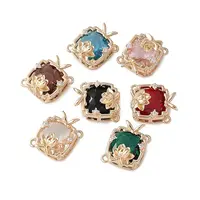 Brass Pave Glass Connector Charms