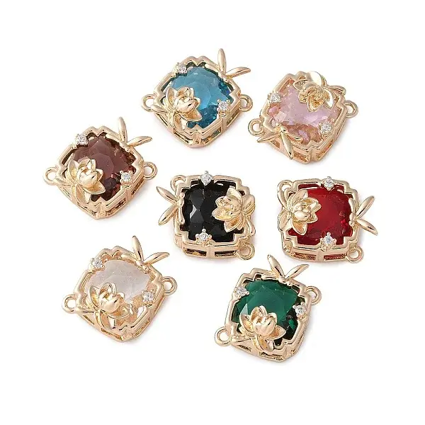 Brass Pave Glass Connector Charms