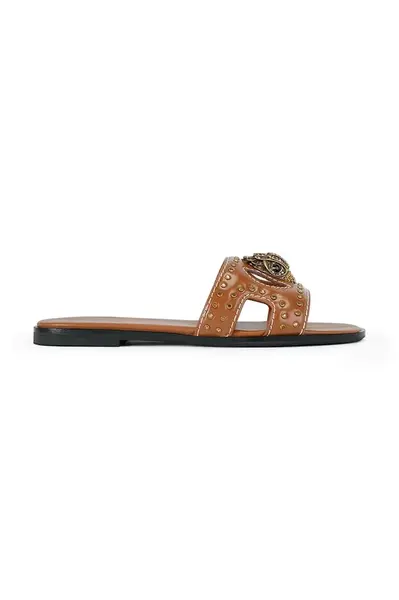 Kožené šľapky Kurt Geiger London Eagle Stud Cut Out Flat