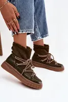 Dámske snehule s kožušinou a šnúrkami