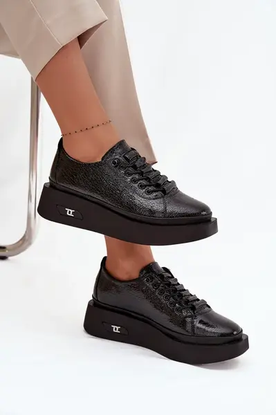 Kožené lakované dámské platformové boty Artiker