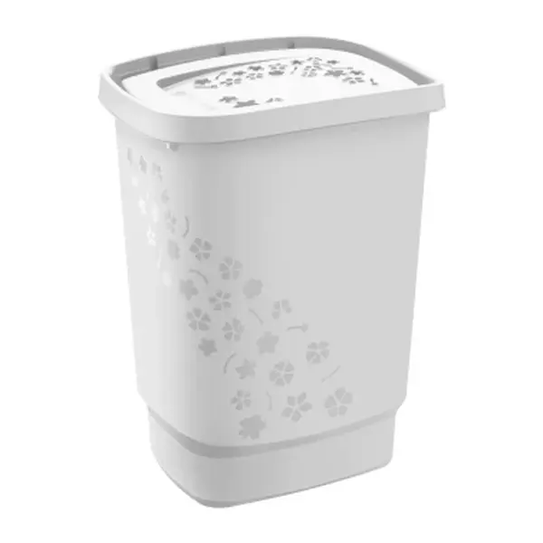 Koš na prádlo Flowers 55 l, bílý
