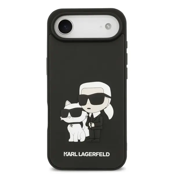 Zadní kryt Karl Lagerfeld 3D Rubber Karl and Choupette pro Apple iPhone Air, černá