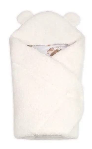 Baránková zavinovačka s kapucňou bavlna/baránok, Teddy - Srnka smotana