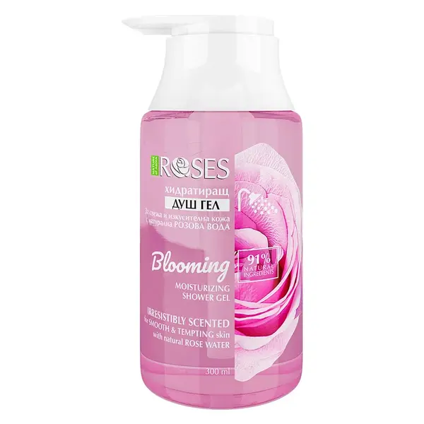BLOOMING Hydratačný prírodný sprchový gél s ružovou vodou 300 ml - NATURE OF AGIVA