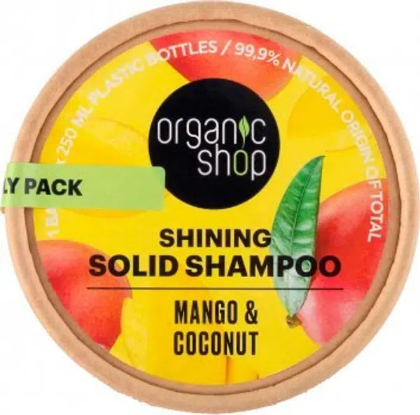 ORGANIC SHOP Tuhý šampon pro lesk vlasů Mango a kokos 60 g