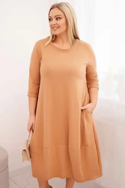 Plus size dámské šaty s kapsami