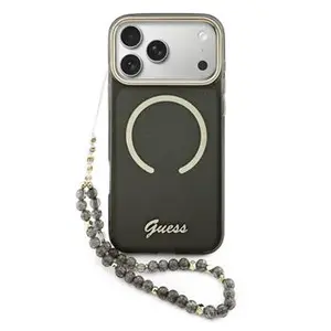 Zadní kryt Guess IML Glitter Script Strap MagSafe pro Apple iPhone Air, černá