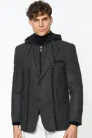 Pánský kabát Dewberry vzorovaný antracit