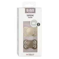 BIBS Supreme dudlíky kaučuk 0-6 měsíců, Vanilla/dark oak 2 ks