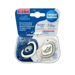 CANPOL BABIES Set symetrických silikonových dudlíků Light touch 6-18m Sleepy Koala, modrý 2 ks