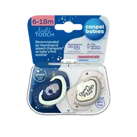 CANPOL BABIES Set symetrických silikonových dudlíků Light touch 6-18m Sleepy Koala, modrý 2 ks