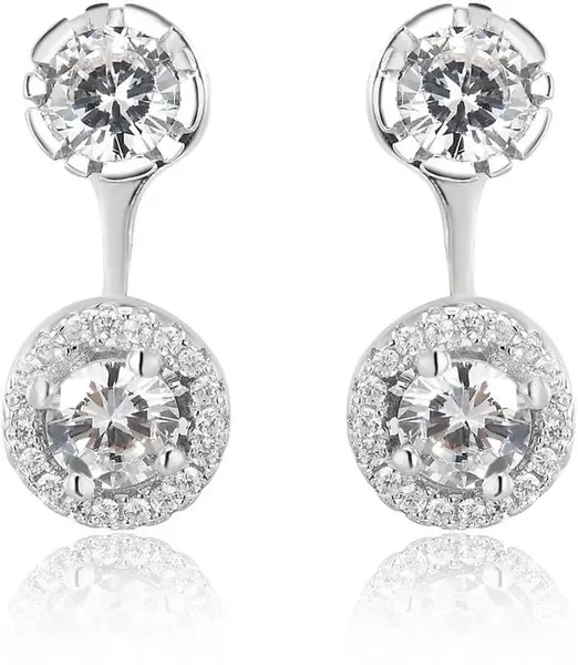 Beneto Luxusní stříbrné náušnice 2v1 s krystaly AGUP1172