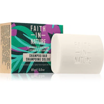 Faith In Nature Lavender & Geranium organický tuhý šampon s levandulí 85 g
