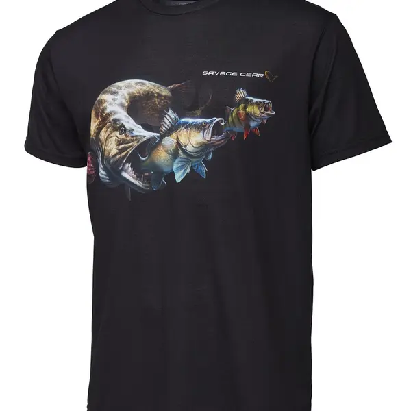 Savage gear tričko cannibal tee black - xxl