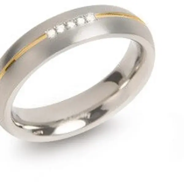 Boccia Titanium Pozlacený titanový snubní prsten s diamanty 0130-04 53 mm