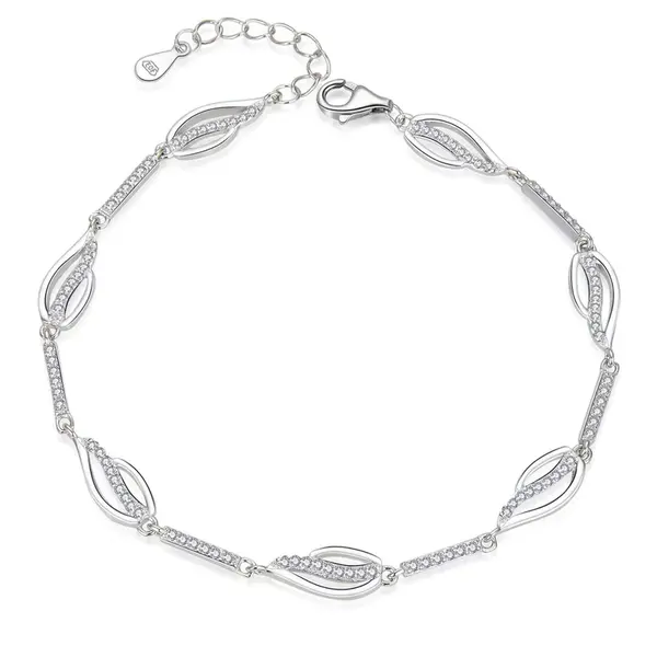 MOISS Elegantní stříbrný náramek se zirkony B0000736