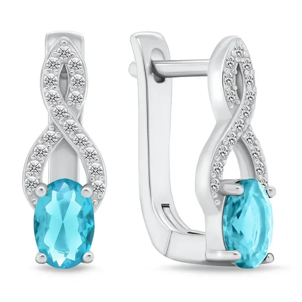 Brilio Silver Půvabné stříbrné náušnice s akvamarínovými zirkony EA293AW