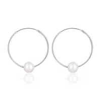 JwL Luxury Pearls Stříbrné náušnice kruhy s pravými bílými perlami JL0633