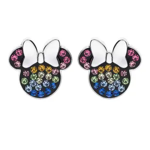 Disney Hravé stříbrné náušnice pecky Minnie Mouse E903207SRML