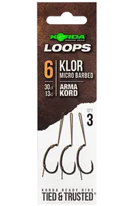 Korda hotové montáže loop rigs klor - háček 6 nosnost 30 lb